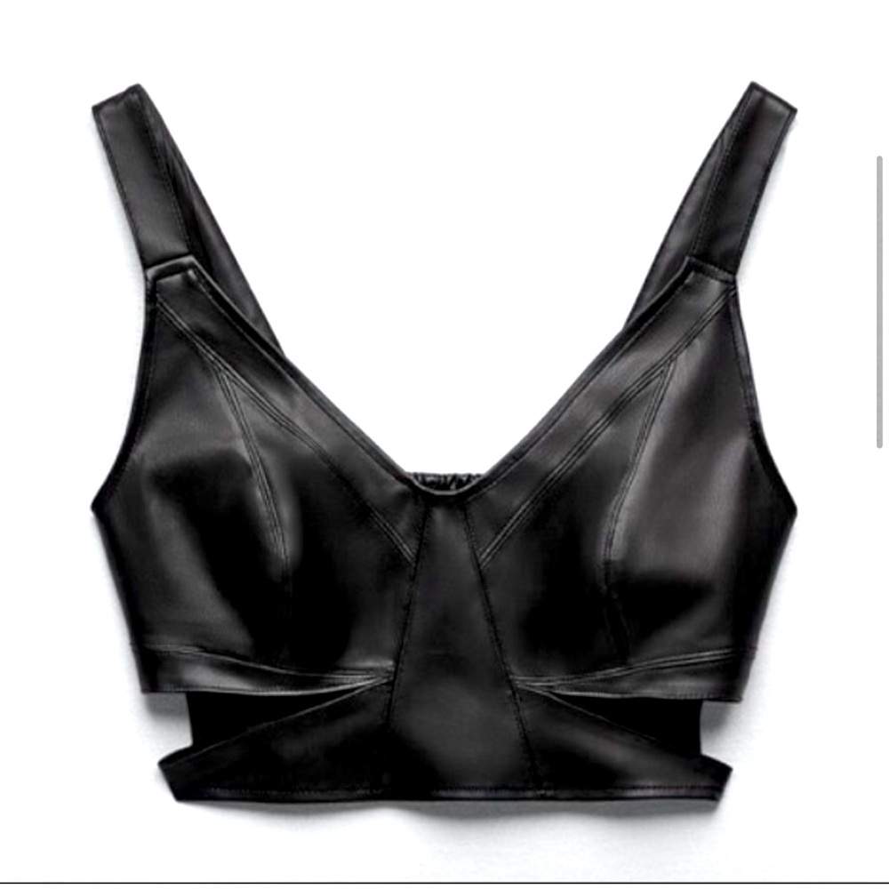 Zara Black Leather Women's Top